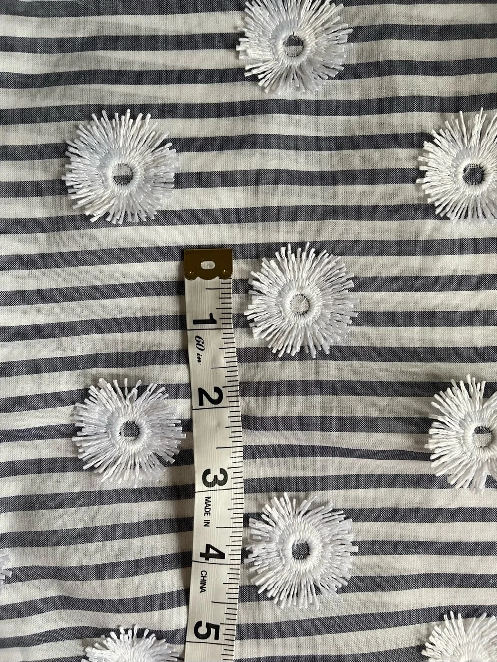 ✨$10 OFF $30✨ Cotton Fabric Remnants Blue Vine Print Stripe Embroidered Floral